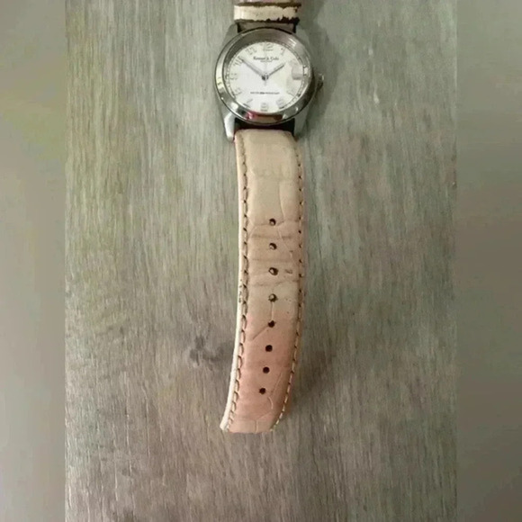 Kenneth Cole Diamond Watch Women Pave Silver Tone Pink Leather Band - Picture 7 of 9